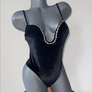Victoria's Secret Black rhinestones-Trim Bra Suit size S/P